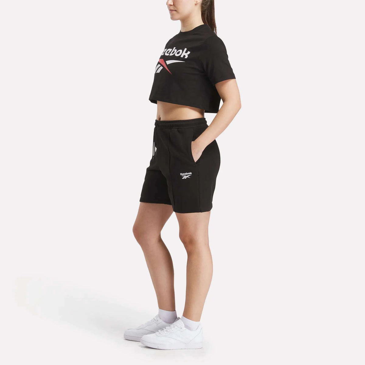 Women's Two-Color Logo Crew Cropped Short Sleeve Tee